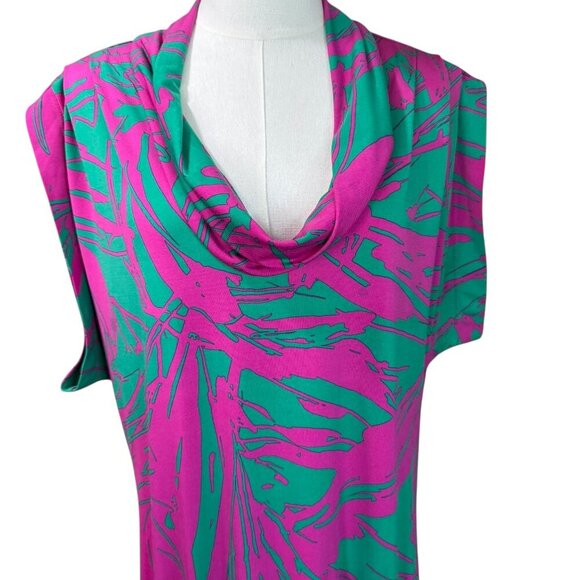 BCBGMAXAZRIA Cowl Neck Abstract Print Mini Dress | Size L - Picture 4 of 12
